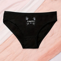 Cartoon Cat Print Briefs Comfy & Breathable Intimates Panties