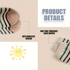 Boy's Vintage Colour Block Crew Socks - Comfy Knitted Socks for Kids