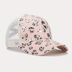 Leopard Ponytail Hole Adjustable Baseball Cap Hip Hop Hat