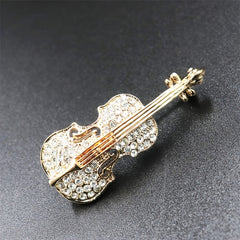 Violin Diamond Brooch For Girls Jewelry