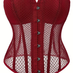 Mesh Corset Bustier Lace Up Body Shaper Lingerie
