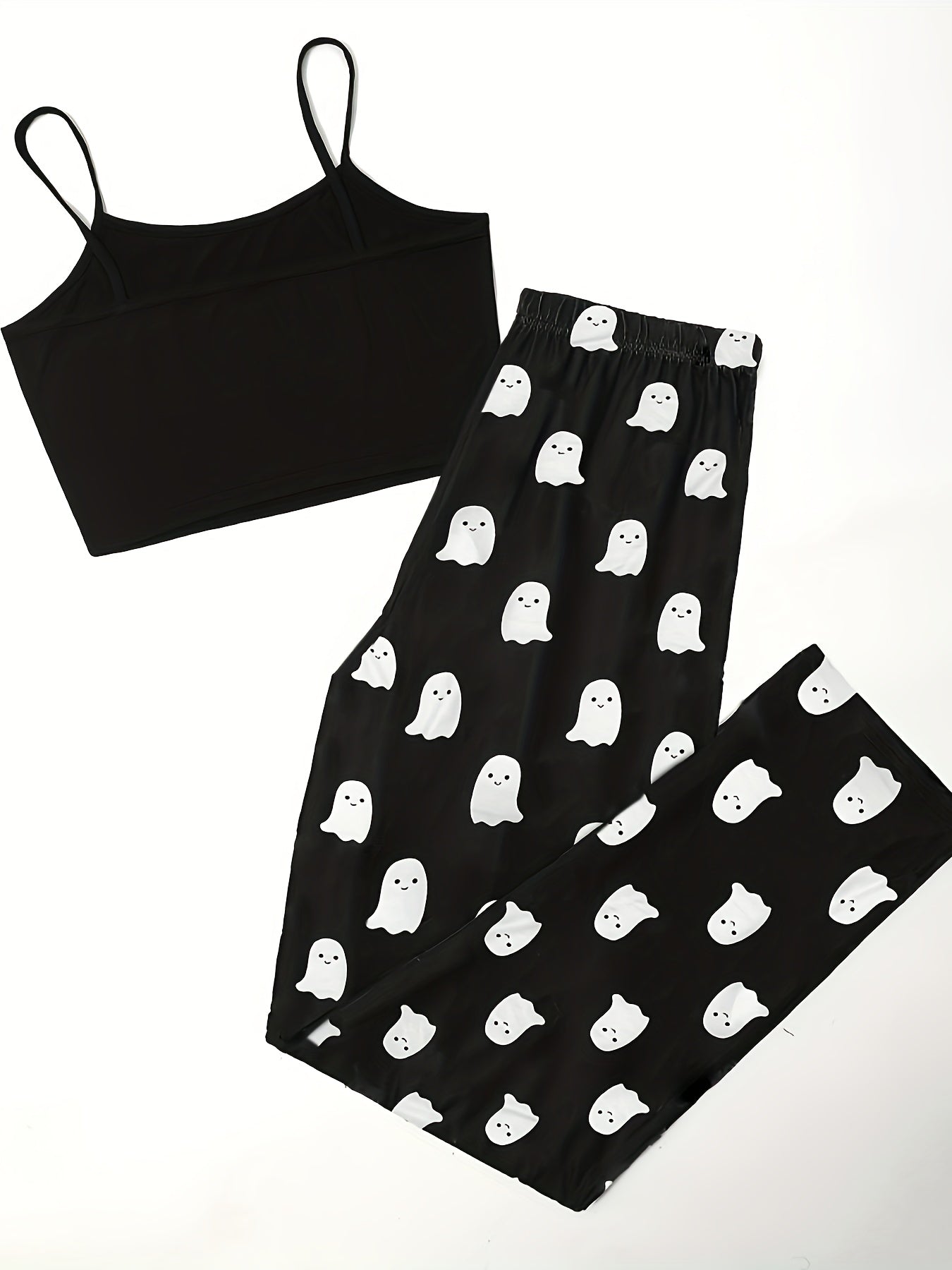 Ghost Print Pajama Set Halloween Sleeveless Cami Top & Shorts