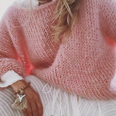 Casual Solid Round Neck Long Sleeve Sweater