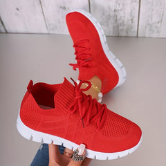 Women's Argyle Textured Athletic Running Shoes Solid Mesh Casual Sneakers