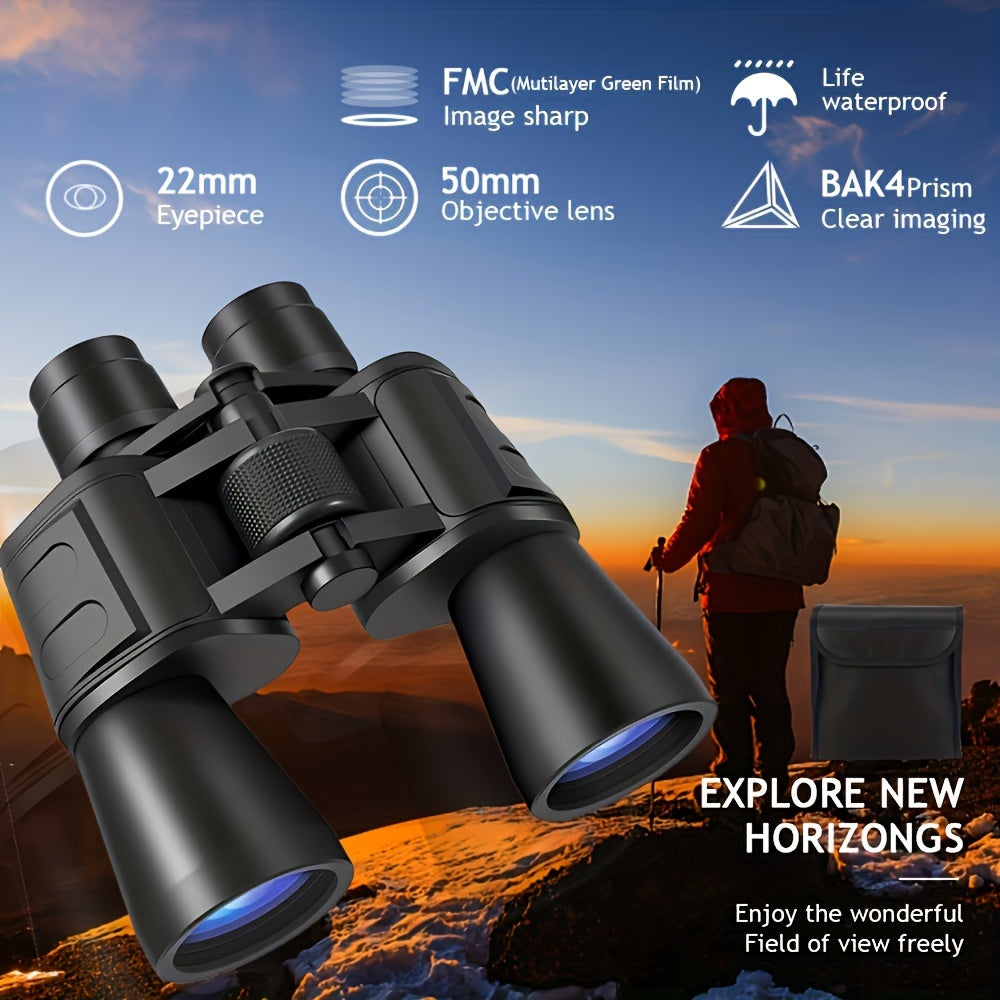 20x50 HD Portable Binoculars BAK4 Prism Waterproof Bird Watching Travel Concerts