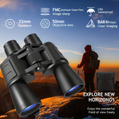 20x50 HD Portable Binoculars BAK4 Prism Waterproof Bird Watching Travel Concerts