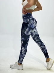 Tie Dye Yoga Pants Slim Fit With Pocket Leggings Activewear
