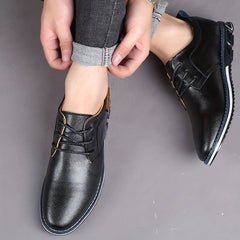 Men's Casual Business Breathable Walking Shoes Comfy Lace Up PU Shoes
