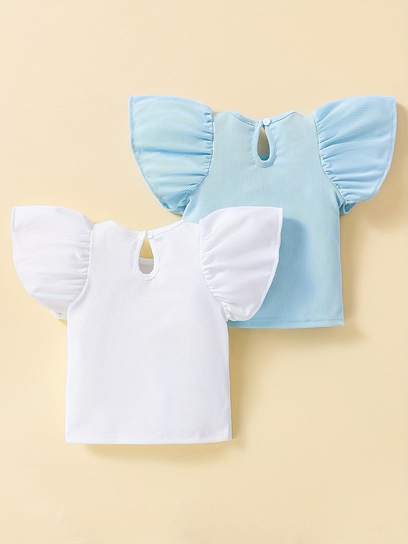 2 Baby Girl's Flutter Sleeve Tops Summer T shirts