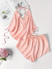 Lace Pajama Set Halter Top & Shorts