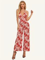 Floral Wide Leg Boho Jumpsuit for Women