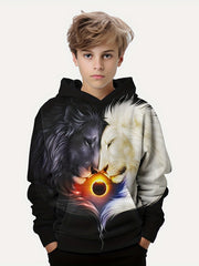 Lion 3D Print Boys Hoodie Pullover