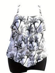 Sea Animal Print Plus Size Tankini Set
