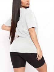 Grandma Letter Print Crew Neck Tee & Shorts Set