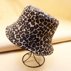 Leopard Print Reversible Bucket Hat Breathable Vacation Sunscreen Cloche Hats