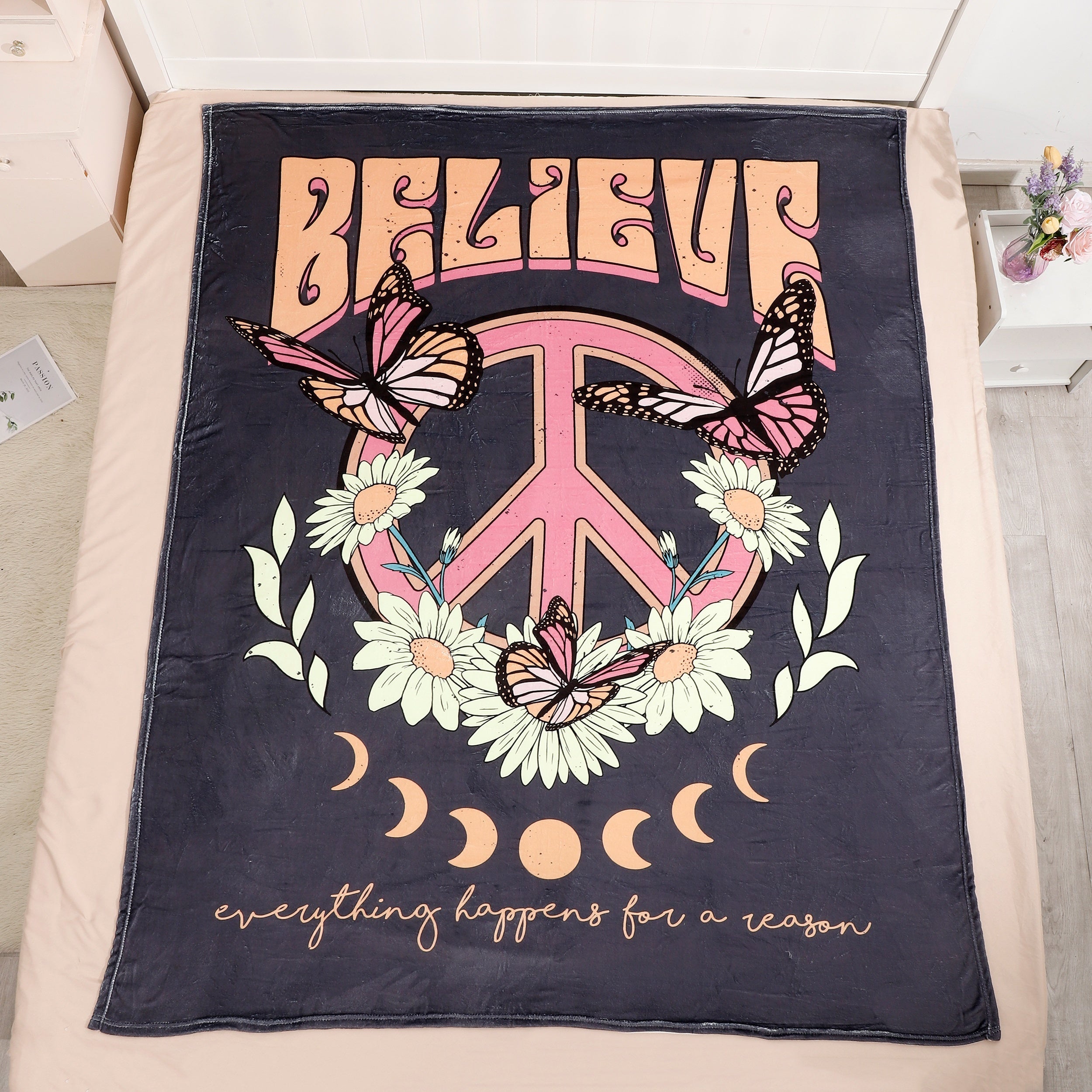 Flannel Butterfly Pattern Blanket Winter Warm Blanket