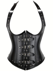 Gothic Halter Shaping Tops Tummy Control Lace Up Slimmer Top