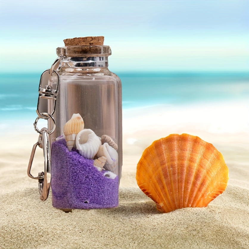 Cartoon Sand Glass Wishing Bottle Keychain Lucky Charm Pendant