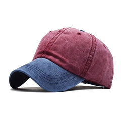 Washed Cotton Adjustable Baseball Cap Unisex Double Contrast 100% Cotton