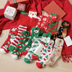 Christmas Socks Santa Claus Deer Thickened Velvet Adult Floor Socks