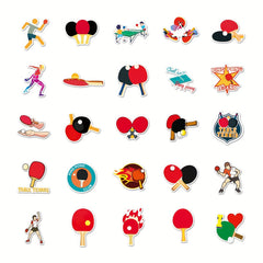 50pcs Table Tennis Graffiti Stickers Waterproof DIY Stickers