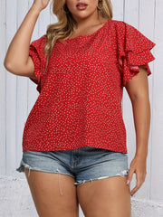 Polka Dot Layered Sleeve Blouse