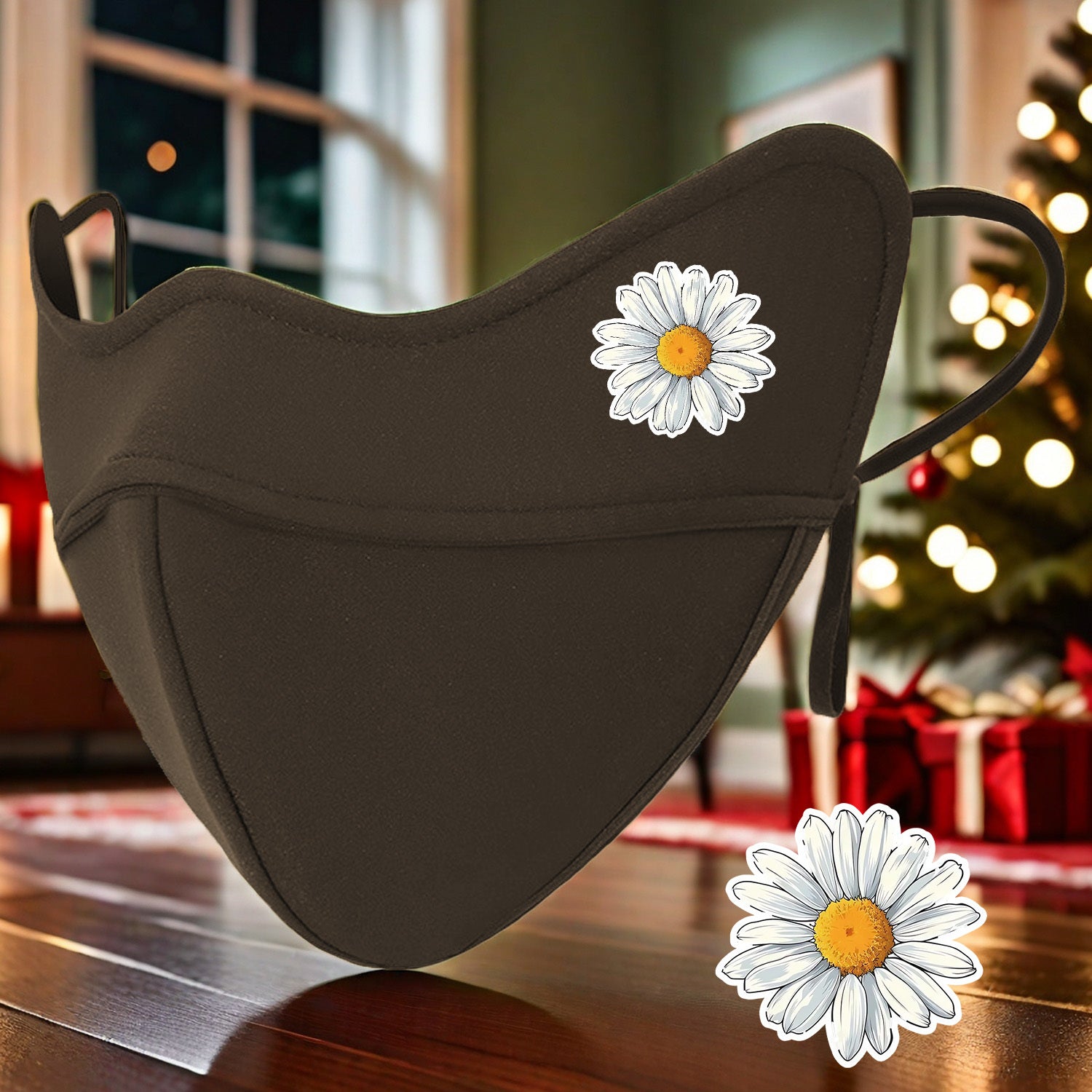Men's 5D Thermal Daisy Print Mask Windproof Breathable Brown/Ye