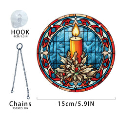 Acrylic Christmas Candle Leaf Stain Window Hanging Pendant