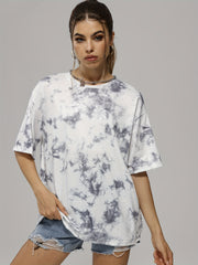 Tie Dye Crew Neck Casual T Shirt Loose Short Sleeve Top Women's A