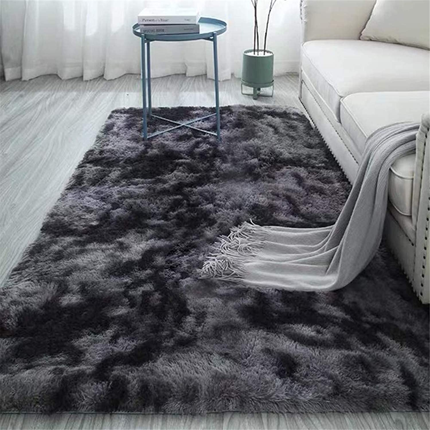 Soft Shaggy Tie Dyed Plush Area Rug for Living Room