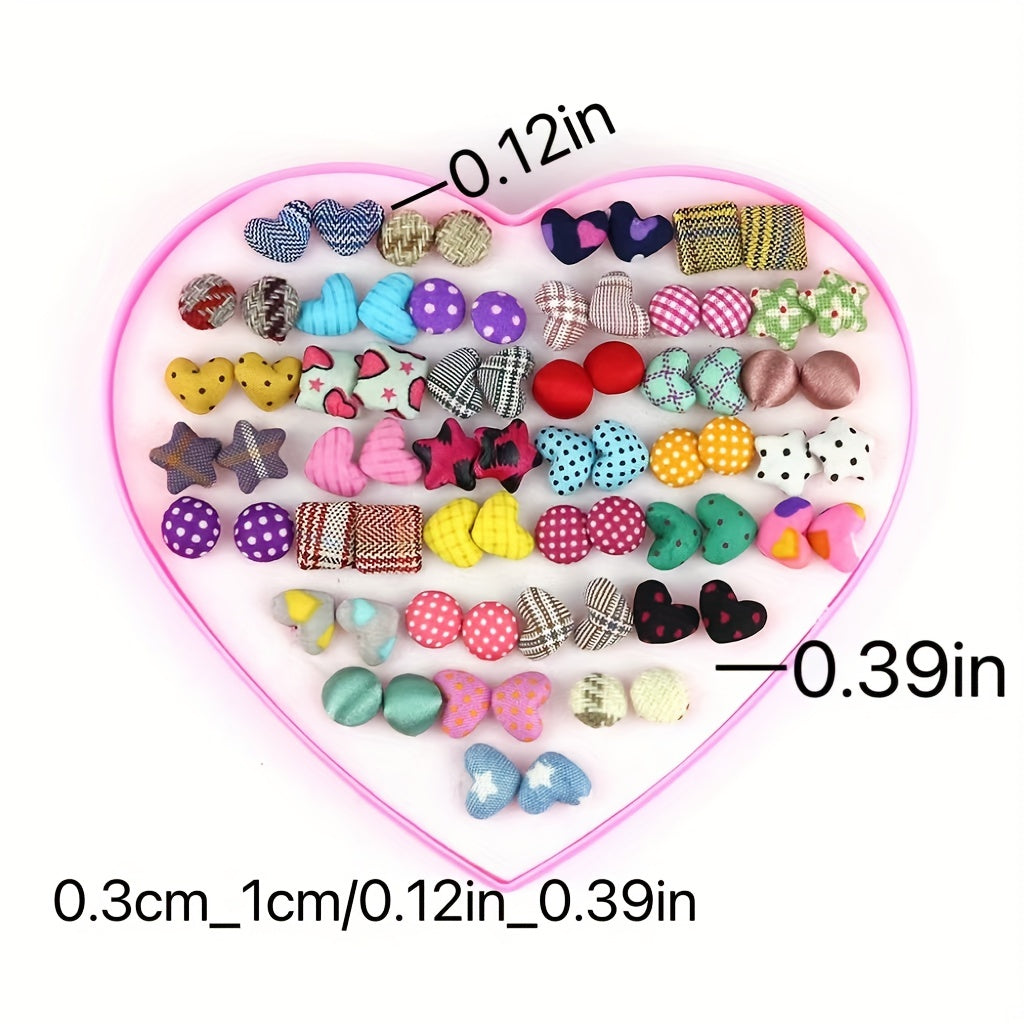 36 Pairs Hypoallergenic Stud Earrings Peach Heart Girl Jewelry