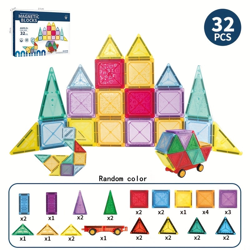 Travel Magnetic Blocks Educational DIY Building Toy for Kids Aged 3-8