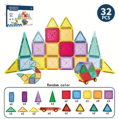 Travel Magnetic Blocks Educational DIY Building Toy for Kids Aged 3-8