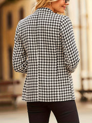 Houndstooth Print Long Sleeve Blazer