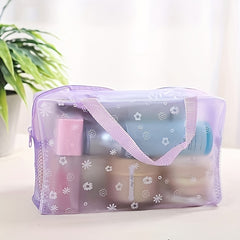 Floral Print Makeup Pouch Zipper Portable Cosmetic Bag