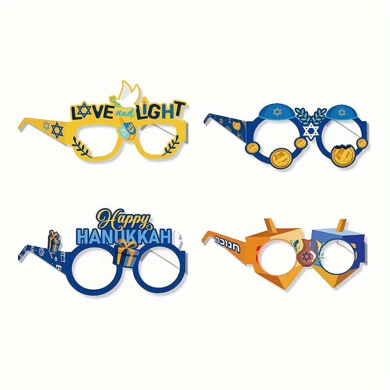 8pcs Hanukkah Paper Glasses Party Photo Props