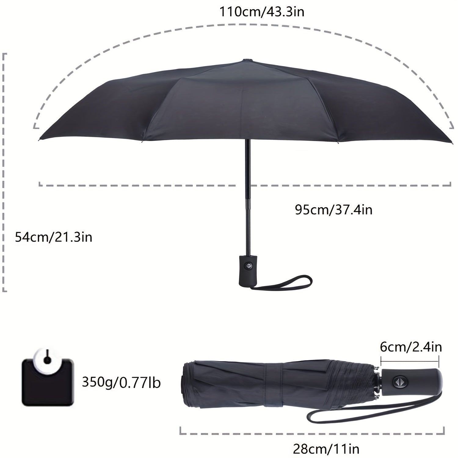 Compact Windproof Travel Umbrella Automatic Lightweight Portable Umbrella