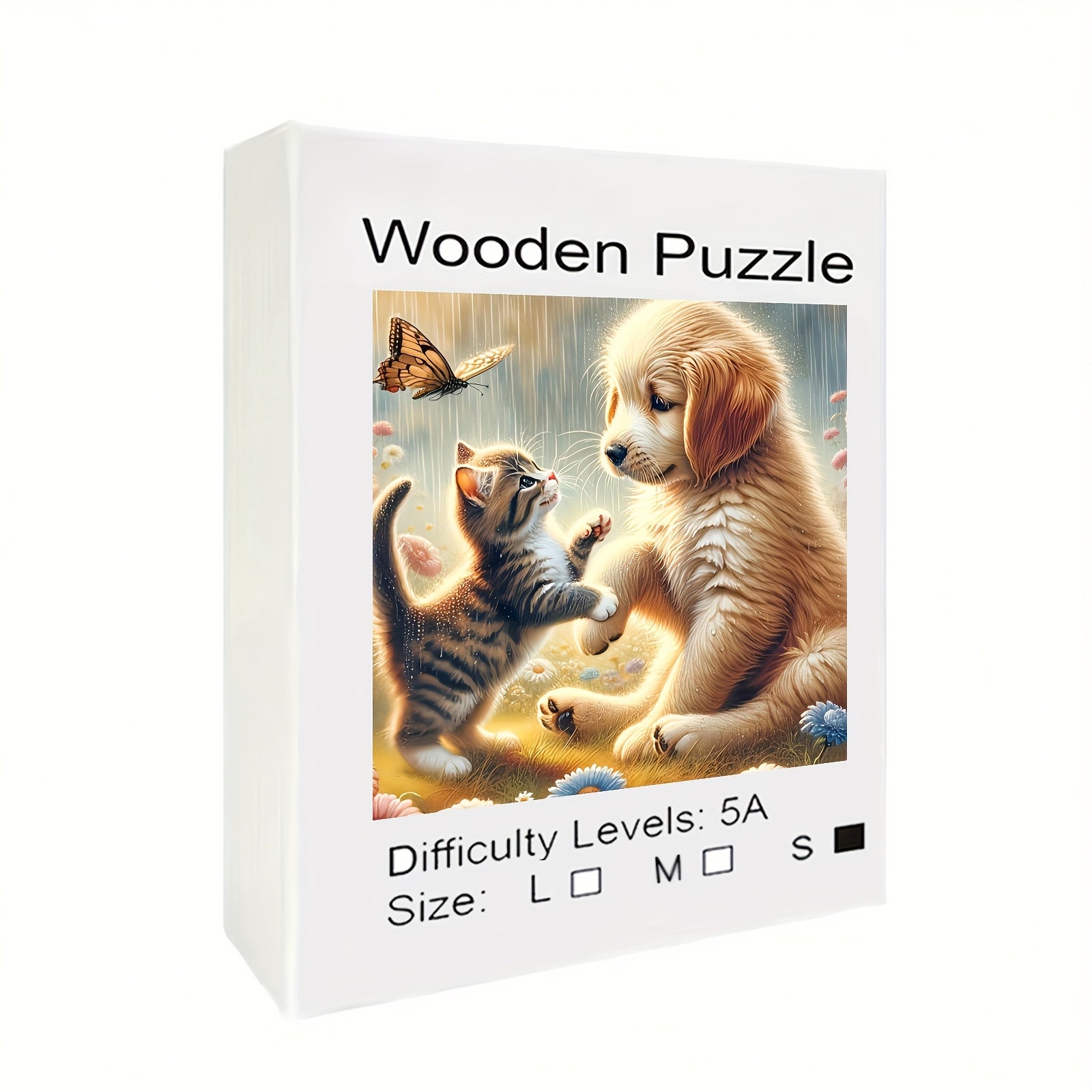 Adorable Kitten and Puppy Wooden Jigsaw Puzzle