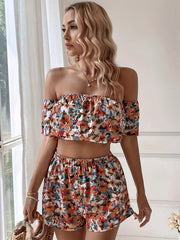 Boho Floral Print Vacation Two piece Set