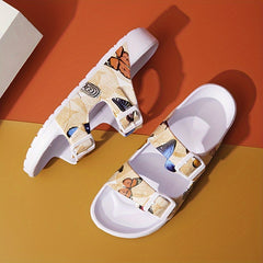 Women's Butterfly Quick Drying Footbed Slides Sandals