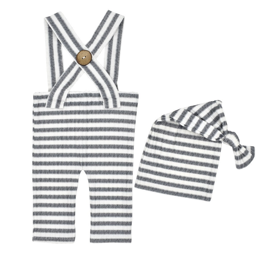 Baby Stripe Romper & Hat Set for Newborn Photography Props