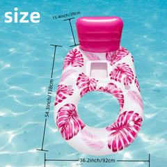 Leaf Pool Float Inflatable Lounge Chair with Cup Holder