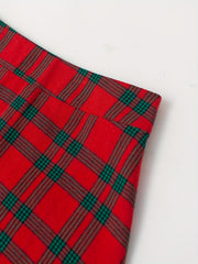 Plaid Pattern Zipper Back Casual Bodycon Skirt