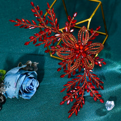 Red Rhinestone Bridal Hair Accessory Wedding & Halloween Party Hairpiece