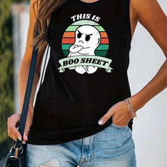Graphic Print Crew Neck Tank Top for Women