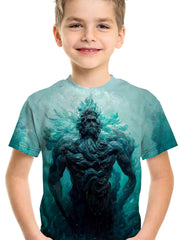 Giant 3D Print Boys Casual Tees Short Sleeve Comfy T-shirt Kids Summer Clothing