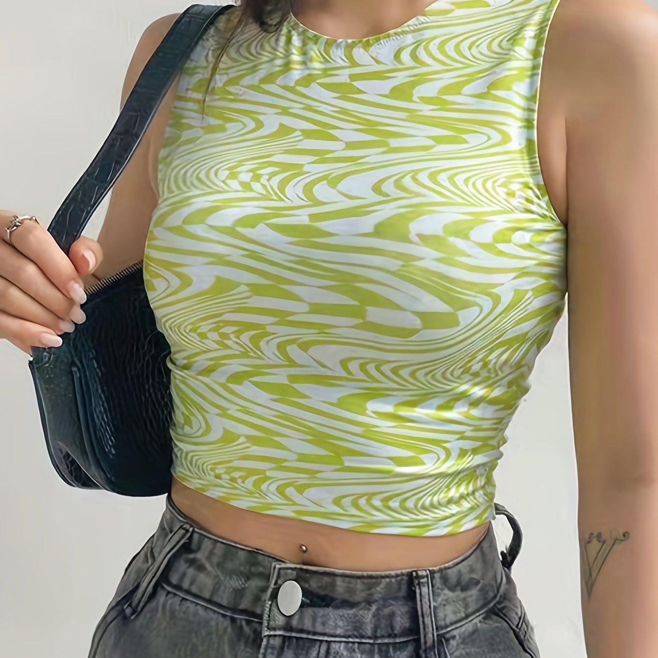 Sporty Crop Top Sleeveless Crew Neck Summer Tank