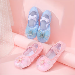 Soft Bottom Ballet Dancing Shoes for Girls with Snow Flask Decor
