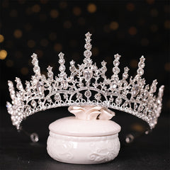 Baroque Crystal Golden Metal Bridal Crown