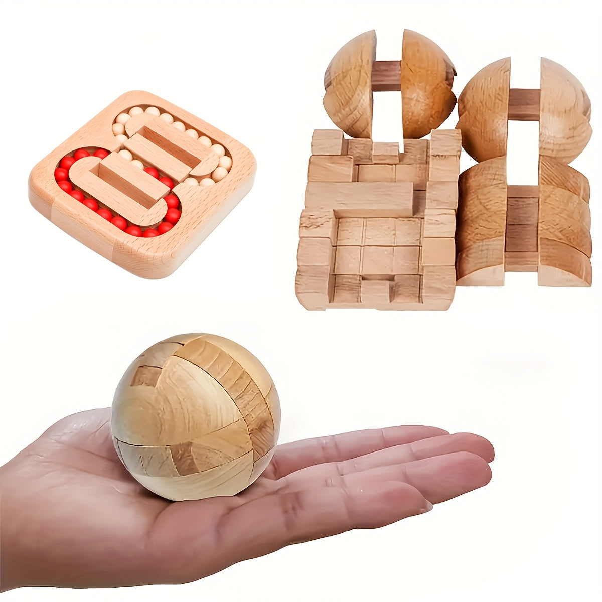 Wooden Puzzles Magic Ball Intelligence Toys Brain Games Spherical Puzzles